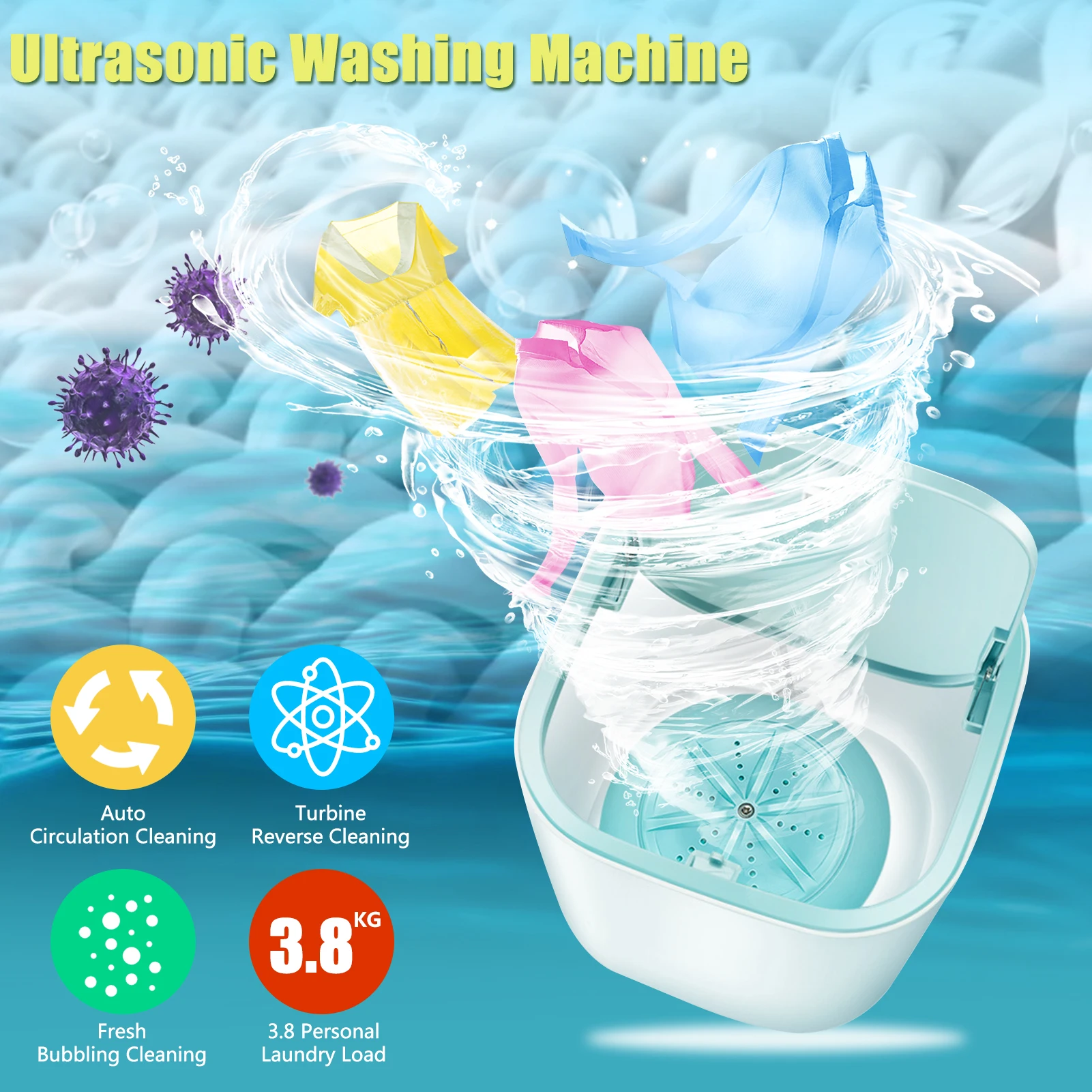 Mini Washing Machine For Socks Underwear Clothes Portable Personal Rotating Tur - £21.06 GBP+