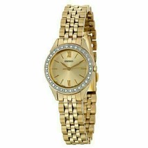 Seiko SXGP30 Women&#39;s Dress Gold-Tone Swarovski Accented Bezel Stainless Watch - £88.47 GBP