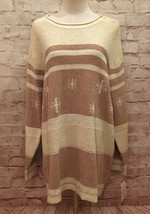 VILLAGER Liz Claiborne Tunic sweater Roll Neck beige tan Ramie Nylon NEW 1X - $30.00