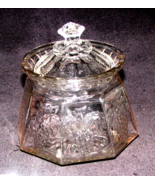 Vintage Vaseline Uranium Glass Covered Sugar Bowl Grape Embossed - £18.68 GBP