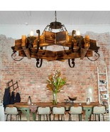6 Lights Rustic Lighting Chandelier Wood Pendant Light Fixture Ceiling L... - $33.95 CAD