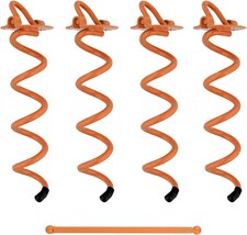 7Penn Spiral Ground Anchors - 10 Inch Orange Tent Stakes Heavy Duty, 4 Pack - £31.03 GBP