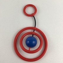 Vintage 70s Baby Toy Johnson &amp; Johnson Red Rings Rattle Teether 1977 Par... - £31.61 GBP