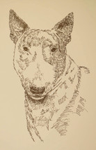 Bull Terrier Dog Art Portrait Print #50 Kline adds dog name free. WORD D... - $49.95
