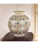 18&quot; White Marble Flower Inlay Fine Design in Big White Vase - £7,989.16 GBP