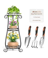 4 Pcs Gardening Set – 3 Tier Black Metal Plant Stand for Indoor Outdoor ... - $4,079.06 MXN
