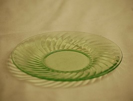 Old Vintage Green Depression Glass Bread &amp; Butter Plate Swirl Design Unk... - $9.89