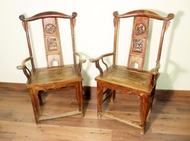 Antique Chinese High Back Arm Chairs (5637) (Pair), Circa 1800-1849 - £990.26 GBP