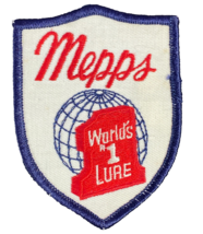 Mepps Fishing Patch  Lure Advertising 3” X 3 1/2”  Worlds #1 Lure Vintage - £3.91 GBP