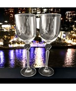 2 Mikasa Moonlight Frost Crystal Wine Goblet Glass Set Clear Frosted Ste... - £34.88 GBP