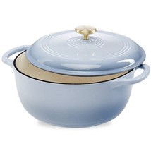 6 Quart Large Baby Blue Enamel Cast-Iron Dutch Oven Kitchen Cookware - £109.72 GBP