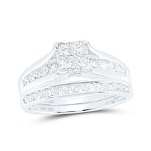 14k White Gold Princess Diamond Bridal Wedding Ring Band Set 1 Ctw - $1,812.59