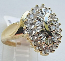 Sparkling 10K Gold Natural Diamonds Ring Size 7 - £296.08 GBP