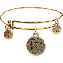 Goldtone Bangle Bracelet and Basketball Charm - £11.77 GBP