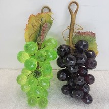2 Bunches of Artificial Green &amp; Purple Grape Cluster  Fake Fruit Hanging On Vine - £8.22 GBP