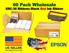 Wholesale 60 Pack - EPSON ERC-30 / ERC-34 / ERC-38 Ribbons Black Red Ink Ribbon - £91.00 GBP