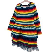 Hanna Andersson Tiered Dropwaist Dress Rainbow Stripe 110 US 5 - £21.45 GBP