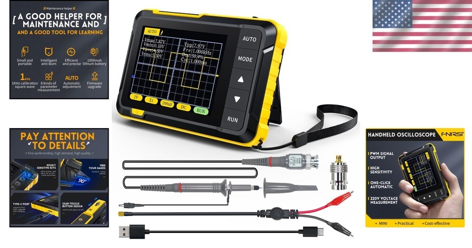 2.8-Inch Portable Oscilloscope - Built-in Battery & Auto Settings for Easy Use Item image 2