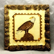 Bald Eagle 8&quot; tile wall decor painted on rustic heavy plaster casting - $7.91