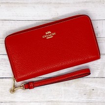 Coach Long Zip Around Wallet Miami Red Leather C4451 New With Tags - $265.32
