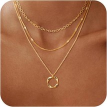 Layered Gold Necklaces for Women Stackable Dainty 14K Real Gold Plated Silver Ch - £27.63 GBP