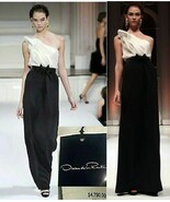 #$4790 NWT OSCAR DE LA RENTA GORGEOUS  BLACK WHITE SILK RUNWAY DRESS GOW... - $3,467.13 CAD