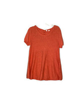 Moth Anthropologie Size XS Orange Short Sleeve Top Button Back Cotton Blend - £10.78 GBP