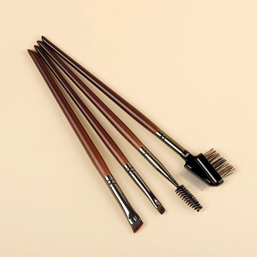 Et angled eyebrow eyeliner brush and spiral eyebrows makeup brush wood handle dual comb thumb200