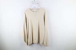 Vintage 90s Banana Republic Mens Large Blank Cotton Ribbed Knit Sweater Beige - £39.52 GBP