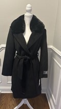 NEW Vince Camuto Women’s Faux Fur Belted Coat Black Size Large NWT - £203.38 GBP