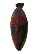Indonesian Wooden Tribal Mask Hand Carved Wall Hanging Decor 17.5&quot;T - £27.69 GBP