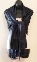 Dark Blue with Black 1Pc Pashmina Cashmere Paisley Shawl/Wrap/Scarf/Stole - £15.30 GBP