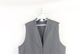 Vtg 70s Levis Womens 40 Blank Knit Full Button Cardigan Sweater Vest Gray USA - £54.47 GBP