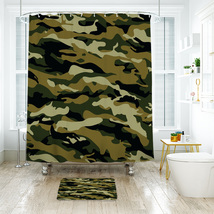 Army Camuflage Pattern 02 Shower Curtain Bath Mat Bathroom Waterproof Decorative - £18.07 GBP+
