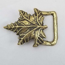Vintage Belt Buckle Solid Brass Maple Tree Branch Leaf Leaves Gold Color - £29.29 GBP
