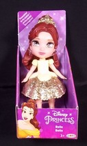 Disney Mini Toddler BELLE gold glitter dress 3&quot; poseable figure NEW - £8.73 GBP