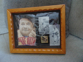 Known As The &#39;&#39; Babe &quot;&quot; Babe Ruth W Own 32 Cent Stamp`&amp; Rare Photo`s Framed - £240.55 GBP