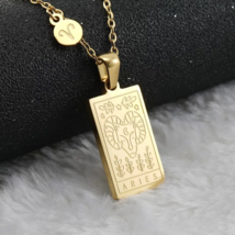 18k Gold Plated Tarot Necklace • Dainty Tag Pendant Stainless Steel • Sp... - $29.99