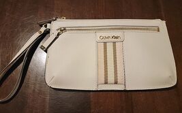 Calvin Klein Large Wristlet Leather Black / Silver - White Combo  - $13.86