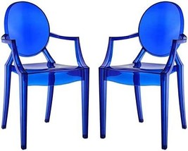 Modway Casper Modern Acrylic Stacking Two Dining Armchairs in Blue - $277.99