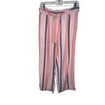 LOFT Linen Blend Striped Tie Waist Wide Leg Cropped Trousers Pants Small... - $26.24