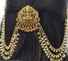 Gold Plated Indian Bollywood Style Hair Pin Juda Clip Temple Bridal Jewe... - £60.52 GBP