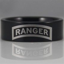 JEWELRY 8MM Black Pipe Army Ranger Design New Men&#39;s Tungsten Comfort Fit Ring - £28.93 GBP