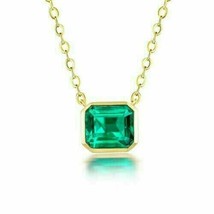 14K Yellow Gold Plated 2.00Ct Asscher Simulated Green Emerald Drop Shape Pendant - £73.10 GBP