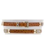 Mens Western Dress Belt Cognac Ostrich Quill Skin Leather Gold Links Siz... - $138.09 CAD
