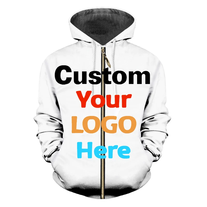 OGKB DIY Custom Your Own Design Printed 3d Zip Hooodies Personalized Customized  - £105.44 GBP