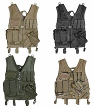 NEW Heavy Duty Military Assault Cross Draw MOLLE Tactical Vest SWAT BLACK - £46.68 GBP