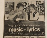 Music And Lyrics Vintage Tv Print Ad Hugh Grant Drew Barrymore TV1 - £4.74 GBP