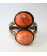 Ring with Sherbert Pastel Orange Faux Stones Size Between 5.75 &amp; 6 - $12.00