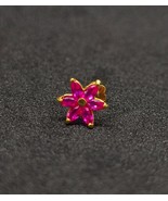 8mm Flor Creado en Laboratorio Rubí Pin Tuerca Anillo Piercing 14k Amari... - $122.17 CAD